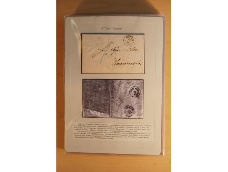SAMMLUNG WECHSELVERKEHR: 1852/80, aufgezogene Sammlung von rund 80 Briefen (wenige Briefteile) von und nach Sachsen, dabei vi