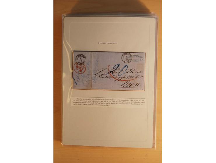 SAMMLUNG WECHSELVERKEHR: 1852/80, aufgezogene Sammlung von rund 80 Briefen (wenige Briefteile) von und nach Sachsen, dabei vi