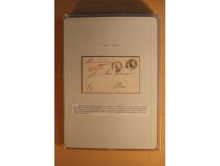 SAMMLUNG WECHSELVERKEHR: 1852/80, aufgezogene Sammlung von rund 80 Briefen (wenige Briefteile) von und nach Sachsen, dabei vi