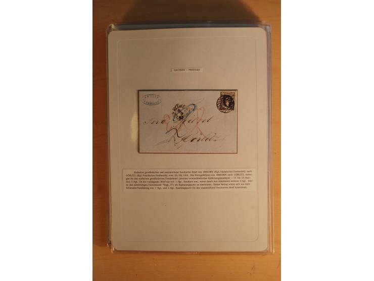 SAMMLUNG WECHSELVERKEHR: 1852/80, aufgezogene Sammlung von rund 80 Briefen (wenige Briefteile) von und nach Sachsen, dabei vi
