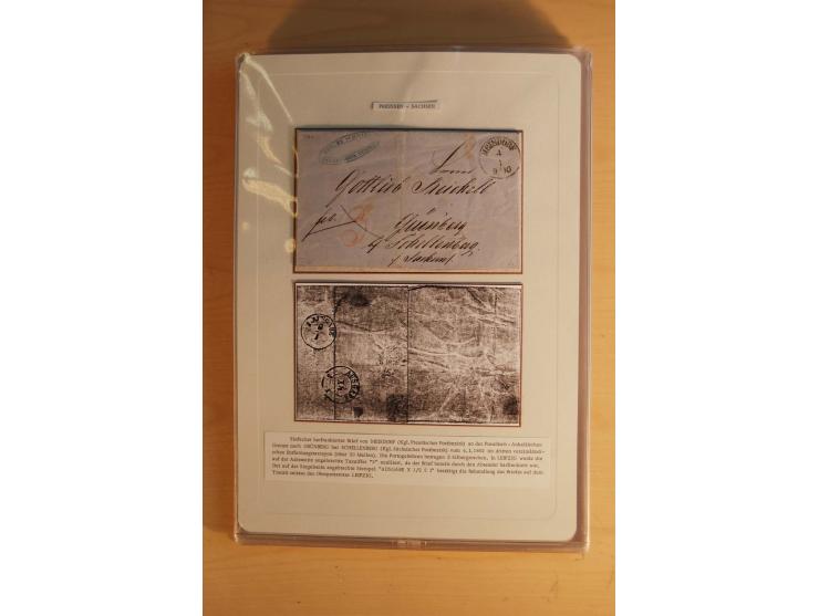 SAMMLUNG WECHSELVERKEHR: 1852/80, aufgezogene Sammlung von rund 80 Briefen (wenige Briefteile) von und nach Sachsen, dabei vi