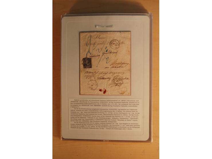 SAMMLUNG WECHSELVERKEHR: 1852/80, aufgezogene Sammlung von rund 80 Briefen (wenige Briefteile) von und nach Sachsen, dabei vi