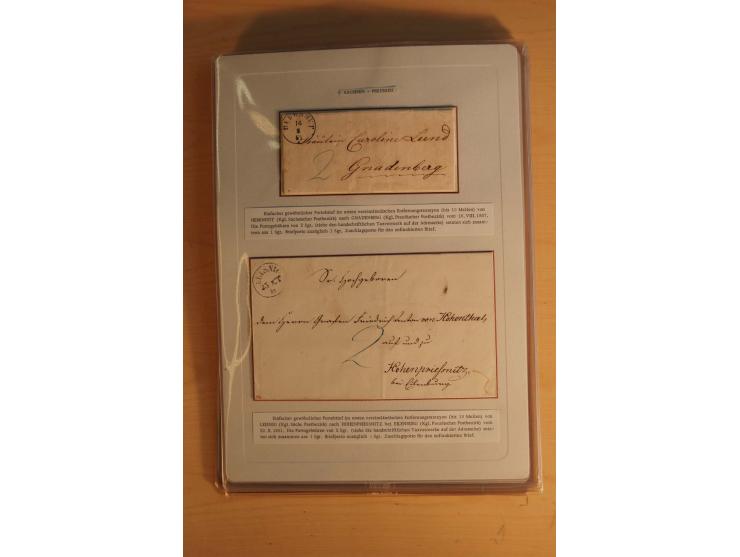 SAMMLUNG WECHSELVERKEHR: 1852/80, aufgezogene Sammlung von rund 80 Briefen (wenige Briefteile) von und nach Sachsen, dabei vi