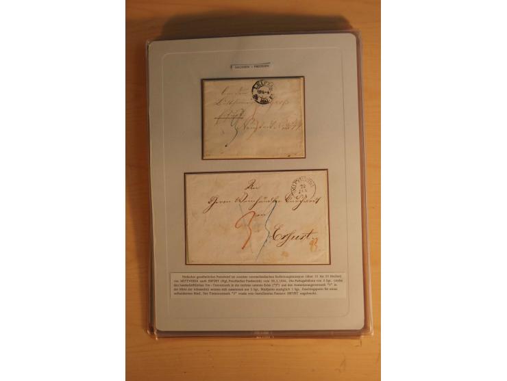 SAMMLUNG WECHSELVERKEHR: 1852/80, aufgezogene Sammlung von rund 80 Briefen (wenige Briefteile) von und nach Sachsen, dabei vi