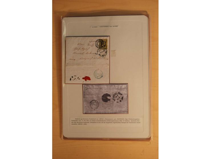 SAMMLUNG WECHSELVERKEHR: 1852/80, aufgezogene Sammlung von rund 80 Briefen (wenige Briefteile) von und nach Sachsen, dabei vi