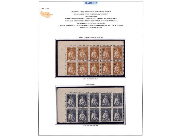 3 c. - 7 e., recess printing, in issued colours, also several multiples with sheet margins, also a set of fiscal stamps, unus