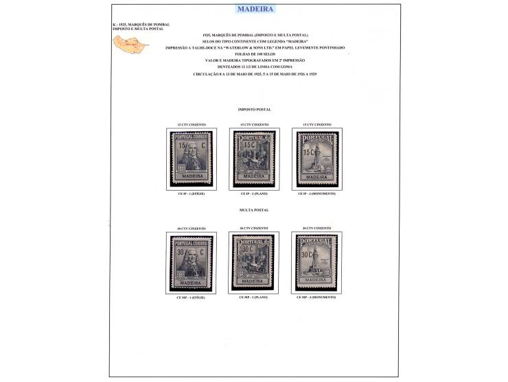 3 c. - 7 e., recess printing, in issued colours, also several multiples with sheet margins, also a set of fiscal stamps, unus