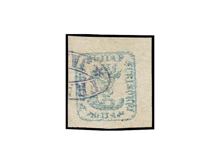 40 par. greenish-blue with wide margins all around, neatly cancelled by oval "FRANCO JASSY", very fine, opinion Dr. Gmach BPP