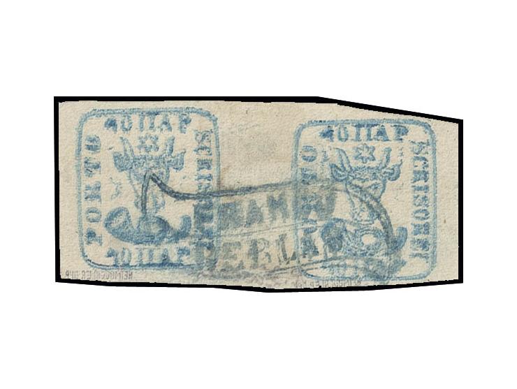 40 par. in horizontal pair, good to wide margins, cancelled by clear central "FRANCO BERLAT", very fine, signed Heimbüchler B