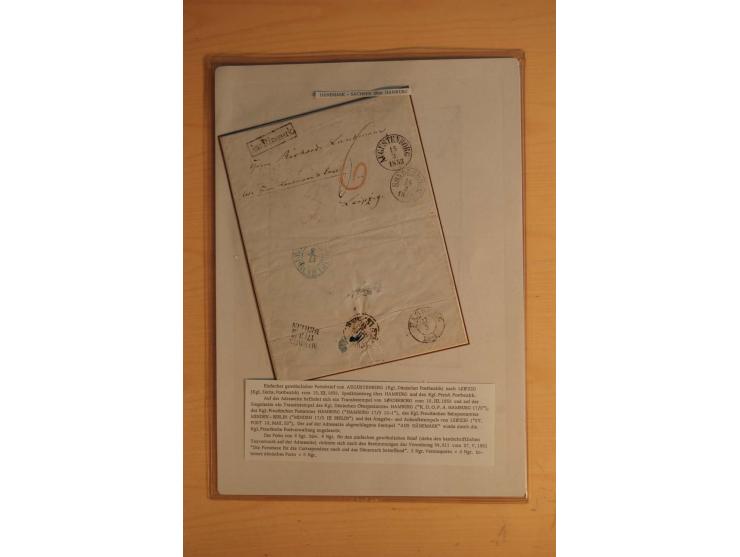 DIVERSE EUROPÄISCHE LÄNDER: 1853/70 (ca.), 22 frankierte und unfrankierte Briefe, dabei Dreifarben-Frankatur Dänemark, "K.B. 