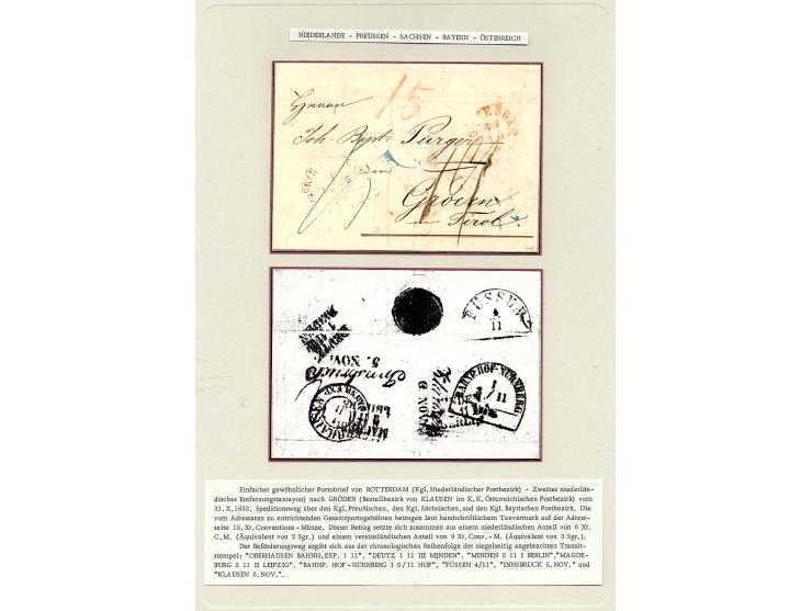DIVERSE EUROPÄISCHE LÄNDER: 1853/70 (ca.), 22 frankierte und unfrankierte Briefe, dabei Dreifarben-Frankatur Dänemark, "K.B. 