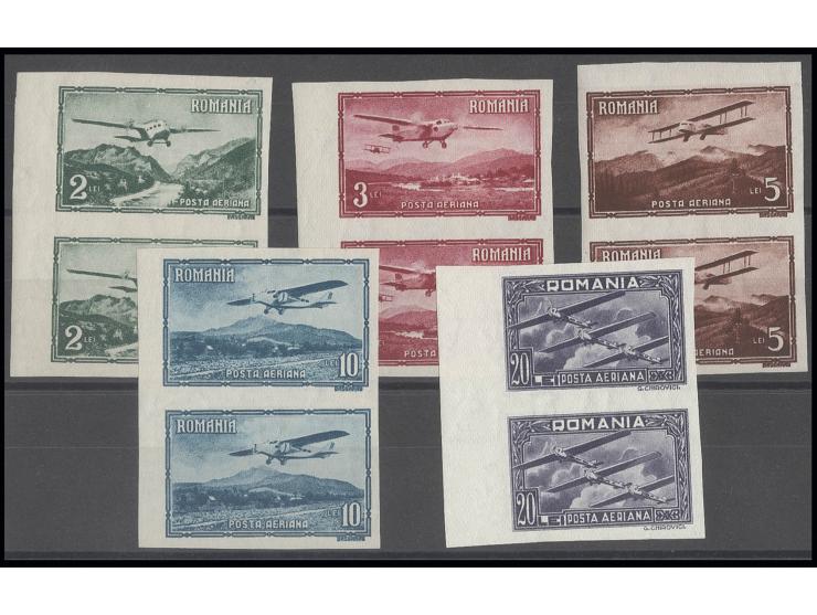 airmail 2-20 l. in imperforated vertical pairs, unhinged mint, fine and scarce