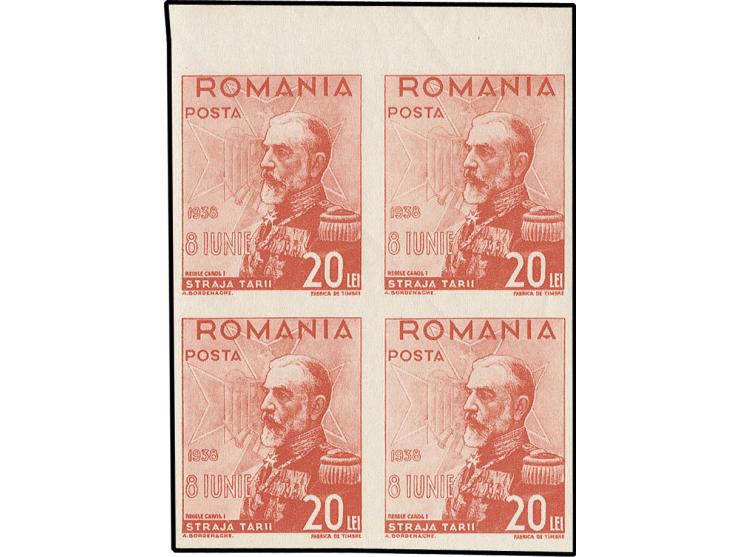 ditto, in imperforated blocks of 4 from sheet margins, 2 values slight gum bends resp. very slight creases, still fine and sc