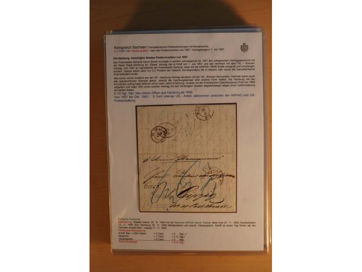 TRANSATLANTISCHE POST: 1851/77 (ca.), 31 unfrankierte und frankierte Briefe, meist aus den USA, jedoch auch einige aus Mexiko
