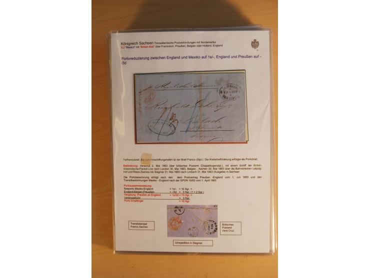 TRANSATLANTISCHE POST: 1851/77 (ca.), 31 unfrankierte und frankierte Briefe, meist aus den USA, jedoch auch einige aus Mexiko