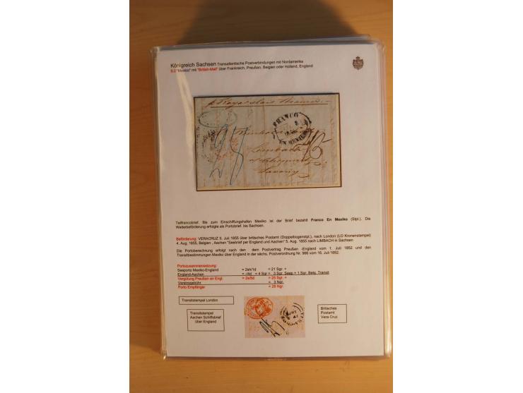 TRANSATLANTISCHE POST: 1851/77 (ca.), 31 unfrankierte und frankierte Briefe, meist aus den USA, jedoch auch einige aus Mexiko