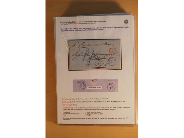 TRANSATLANTISCHE POST: 1851/77 (ca.), 31 unfrankierte und frankierte Briefe, meist aus den USA, jedoch auch einige aus Mexiko