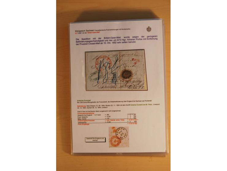 TRANSATLANTISCHE POST: 1851/77 (ca.), 31 unfrankierte und frankierte Briefe, meist aus den USA, jedoch auch einige aus Mexiko