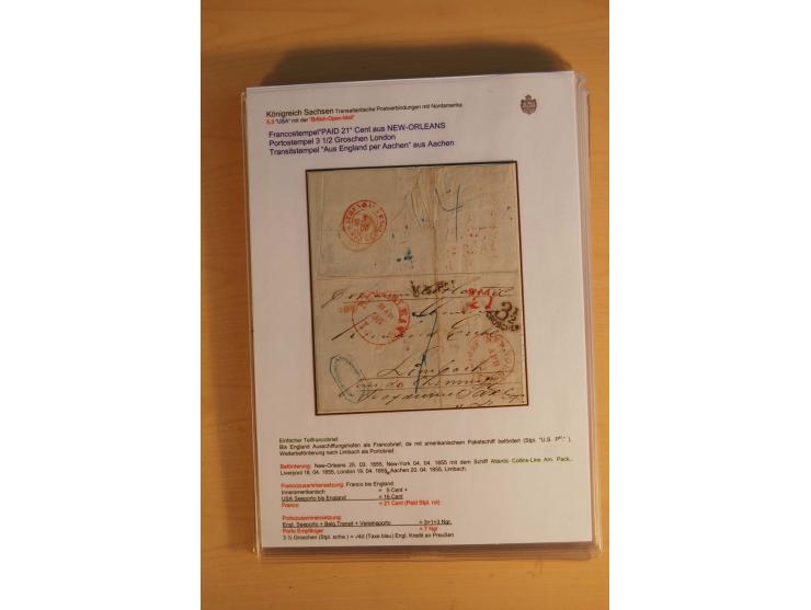 TRANSATLANTISCHE POST: 1851/77 (ca.), 31 unfrankierte und frankierte Briefe, meist aus den USA, jedoch auch einige aus Mexiko