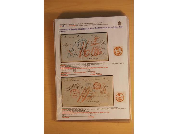 TRANSATLANTISCHE POST: 1851/77 (ca.), 31 unfrankierte und frankierte Briefe, meist aus den USA, jedoch auch einige aus Mexiko