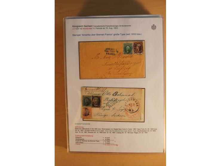 TRANSATLANTISCHE POST: 1851/77 (ca.), 31 unfrankierte und frankierte Briefe, meist aus den USA, jedoch auch einige aus Mexiko