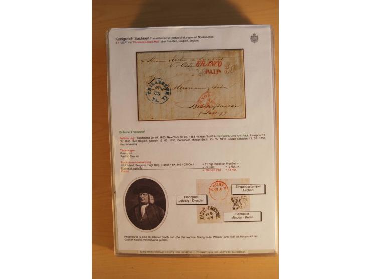 TRANSATLANTISCHE POST: 1851/77 (ca.), 31 unfrankierte und frankierte Briefe, meist aus den USA, jedoch auch einige aus Mexiko