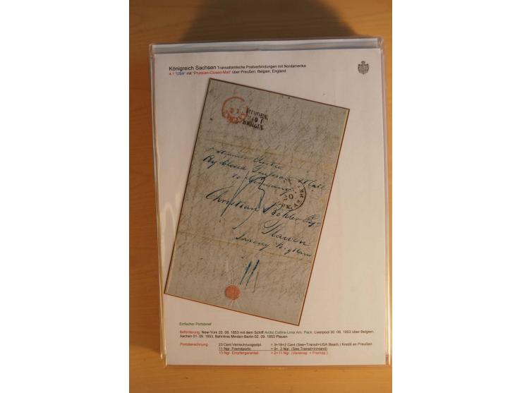 TRANSATLANTISCHE POST: 1851/77 (ca.), 31 unfrankierte und frankierte Briefe, meist aus den USA, jedoch auch einige aus Mexiko