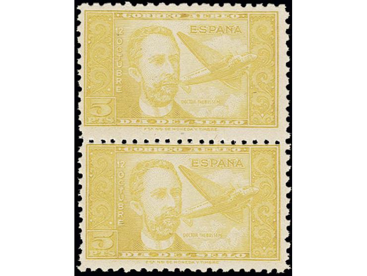1944, Dr. Thebussem 5 pts., in unissued colour yellow, vertical pair, unhinged mint (Edifil-no. 983cc)