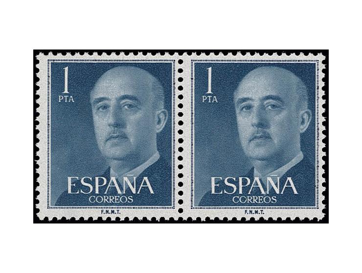 1 pta. in unissued colour dark-greenish-blue, horizontal pair, unhinged mint, fine and scarce, opinion Graus (Edifil-no. 1153