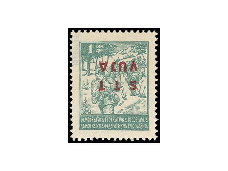 1949, definitive 1 din. with overprint inverted, unhinged mint, very fine, sign. Schlenger and certificate Zrinjscak BPP