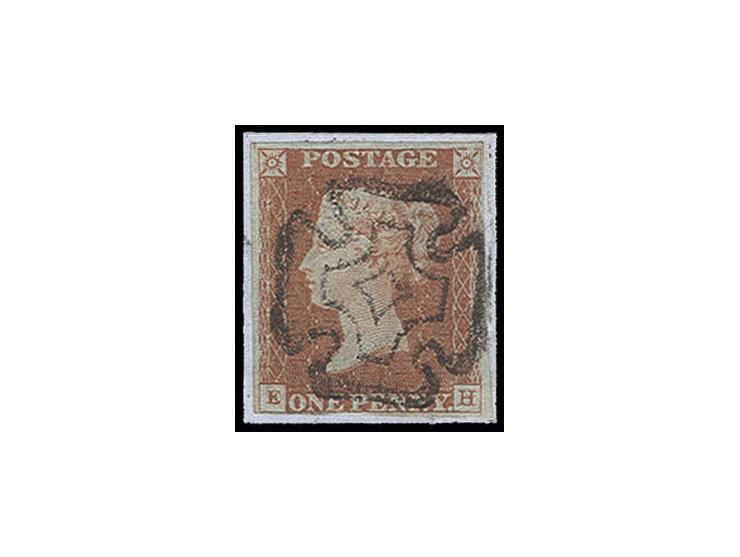1841, 1 d. red-brown, EH, with clear strike of distinctive black MC of York on small piece, fine, sign. Pröschold BPP