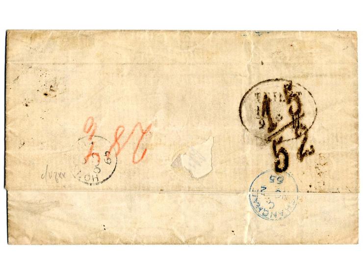 CHINA: Wappen 5 Neugroschen graublau im ursprünglichen 3er-Streifen mit ½ Neugroschen orange und 1 Neugroschen karmin mit Ra3