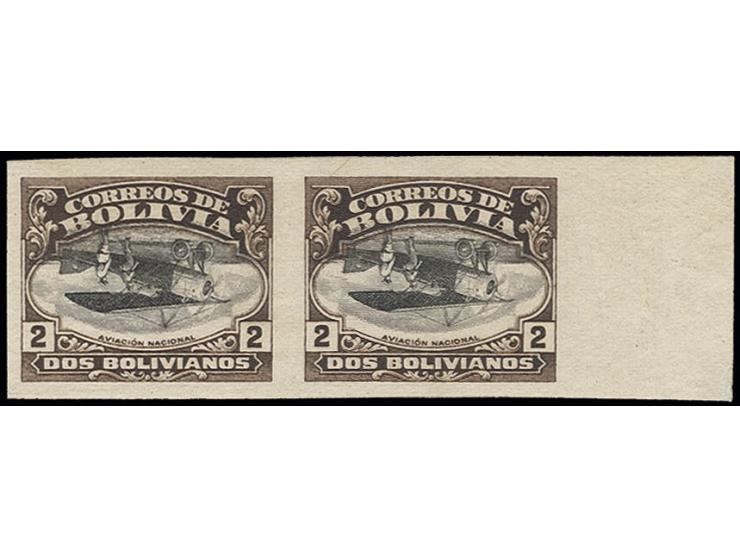 2 b. imperforated with centre inverted, horizontal pair from the right sheet margin, unused without gum, fine and rare (Sanab
