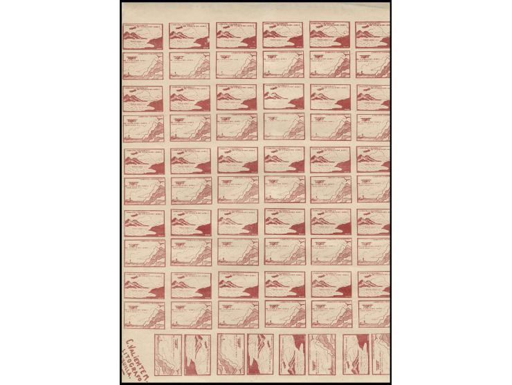 10 c., both values in cpl. sheet of 68 stamps with 8 tête-bêches, unmounted mint, 1 stamp with tear some small faults, otherw