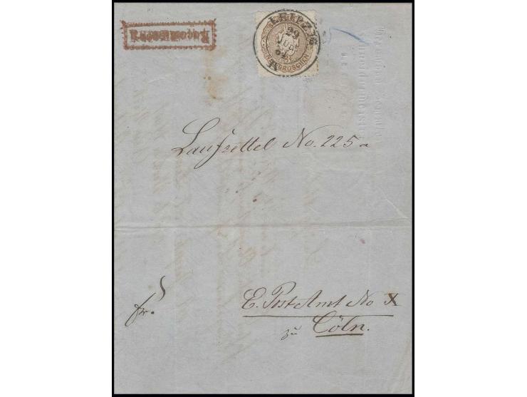 Wappen 3 Neugroschen braun mit DKr. "LEIPZIG 29 Jun 64" auf eingeschriebenem Laufzettel für die Recherche über den Verbleib e