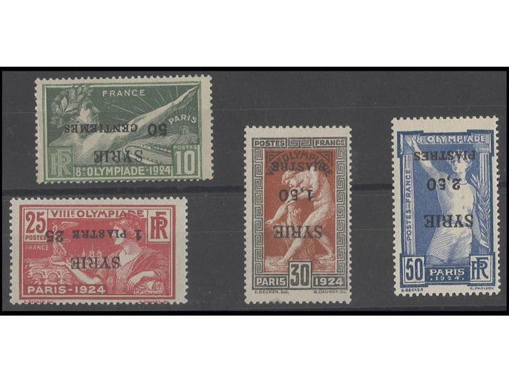 1924, Olympic Games 0,5 p. - 2,5 p with inverted overprint, unused, fine, high values signed A. Brun