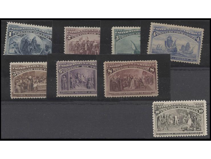  1893, Columbus, 1-10 c., fresh colours and good perforation, 4 and 8 c. hinged, the others unhinged mint, fine