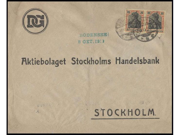 BODENSEE (LZ120): 1919, Sonderfahrt nach Stockholm, Brief mit grünem L2 "BODENSEE / 8 OKT 1919" nach Stockholm mit Ankunftsst