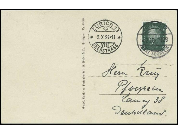 4. Schweizfahrt, Bordpost-Fotokarte mit seltenerem Ankunftsstempel "ZÜRICH 13 OBERSTRASS" (SLH-Nr. 15Ab; 800,- SFr.-), Kabine