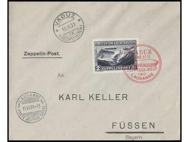Brief mit Zeppelin 2 Fr., Kabinett