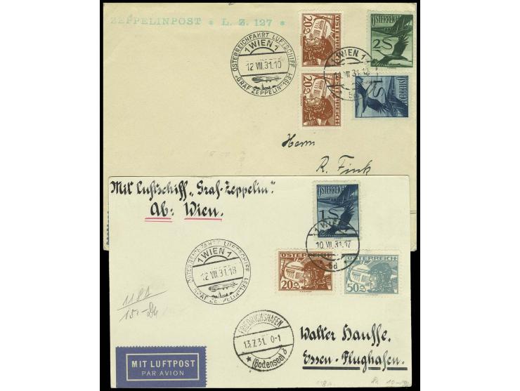 Österreich-Fahrt, Österreichische Post: Karte und Brief mit jeweils Sonderstempel "WIEN 1", Pracht