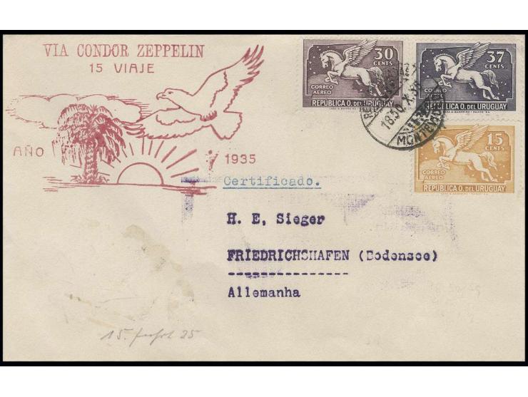 15. Südamerikafahrt, Uruguay-Post, R-Brief mit Agentur-Stempel, Pracht