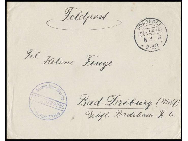MILITÄRLUFTSCHIFFE: 1916, "Marine-Luftschiff-Trupp", blauer Truppenstempel auf Brief mit Absenderangabe "L17" sowie Aufgabest