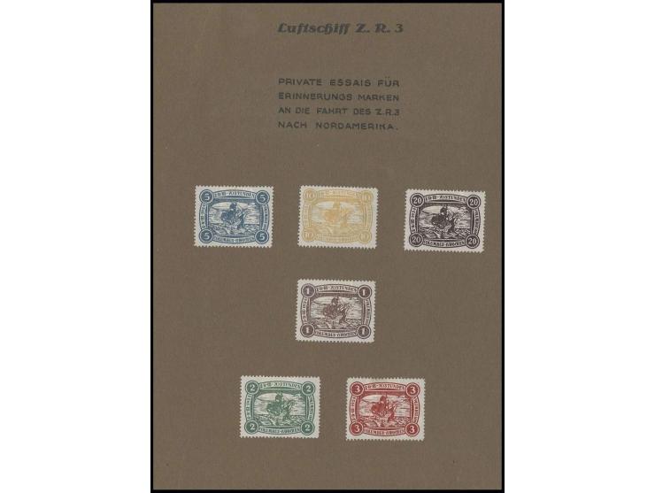 DIVERSES: 1924, Spendenmarken für ZRIII/LZ126, 6 verschiedene Werte von 1-20 Pfg. auf Vorlagekarton