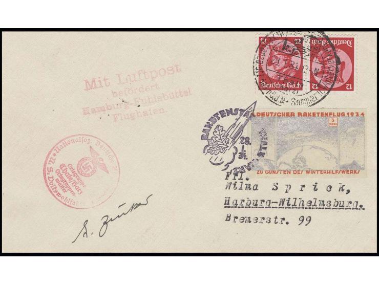 dito, Brief mit 3 M. geschnitten mit violettem Sonderstempel und DR-Zusammendruck-Frankatur K18 mit Aufgabestempel "THALE 29.