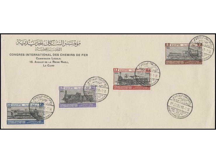 1933, Sonderausgabe Internationaler Eisenbahn-Kongreß: 5-20 M. kpl. mit schwarzem Ersttagssonderstempel auf Umschlag des Orga