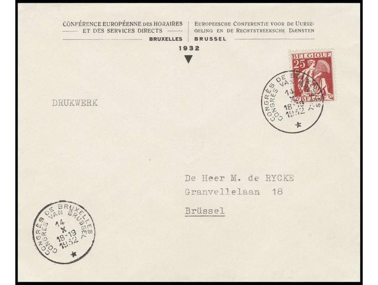 1932, europäische Reisezugfahrplan- und Wagenbeistellungs-Konferenz, Vordruckbrief mit Freimarke 25 C. mit Sonderstempel als 