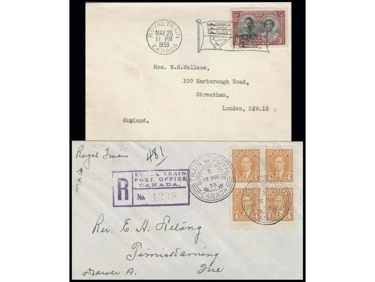 1939, 'Royal Train', R-Brief mit Sonderstempel in französischer Sprache sowie englisch-sprachiger Flaggenstempel auf Brief na