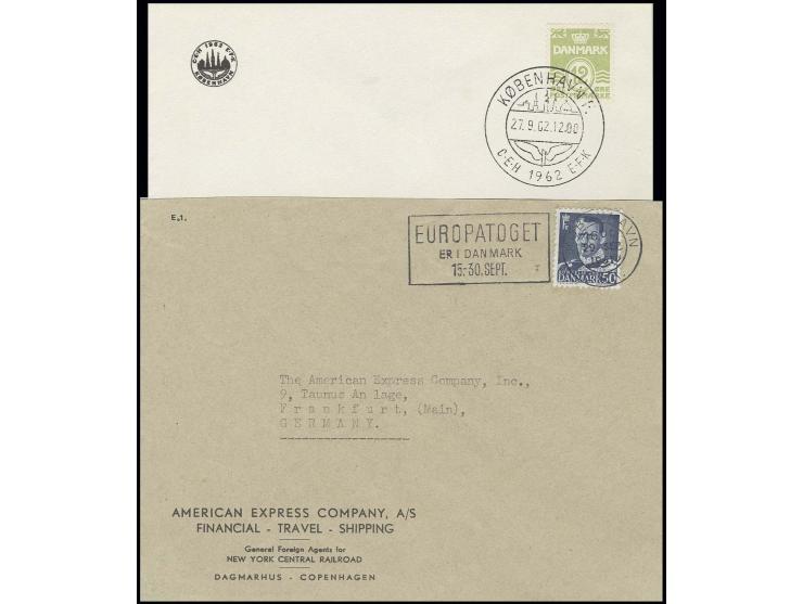1961, Europazug-Maschinenstempel auf 50 Ö. auf Brief nach Deutschland sowie offizieller Teilnehmerumschlag der Reisezugfahrpl
