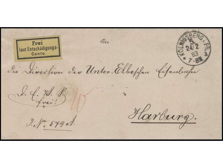 DIENSTMARKEN: dito, allseits breitrandig auf Faltbriefhülle mit handschriftlicher Kennzeichnung "D.E.V.S." (= Deutsche Eisenb